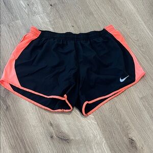 Nike Women's Dri-Fit Black and Coral Athletic Shorts
